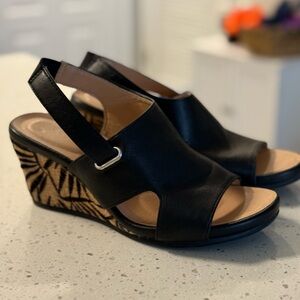 Black Wedge Sandals